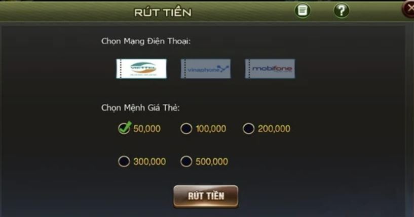rút tiền B52Club thẻ cào