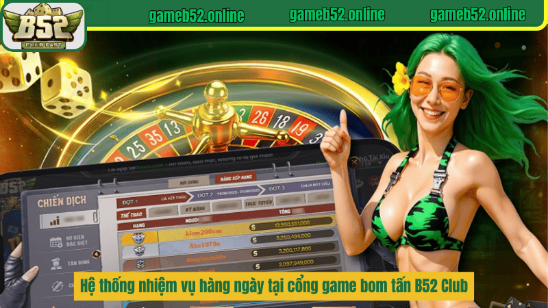 Hệ thống nhiệm vụ hàng ngày tại cổng game bom tấn B52 Club